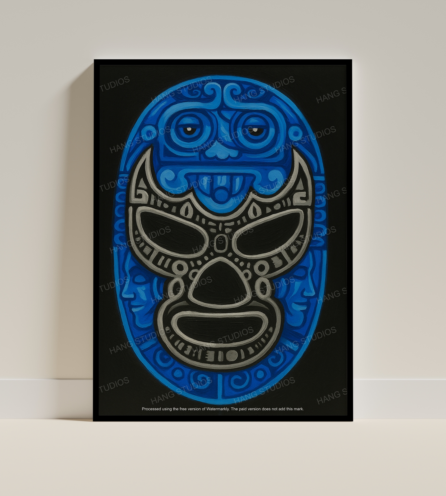 Blue Aztec Demon Digital Print