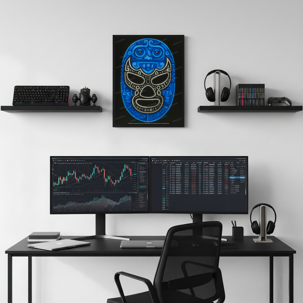 Blue Aztec Demon Digital Print