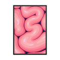 Brain Melt framed wall art featuring a fluid pink abstract composition with bold, playful shapes and a modern graphic style.
