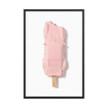 911 Popsicle framed poster featuring a pastel pink Porsche-inspired car shaped like a popsicle on a clean white background.