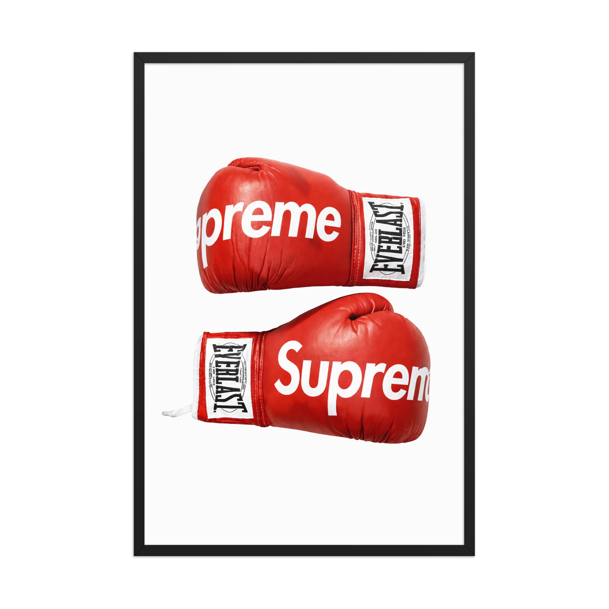 Boxing gloves framed poster on white wall, modern hypebeast-style wall art